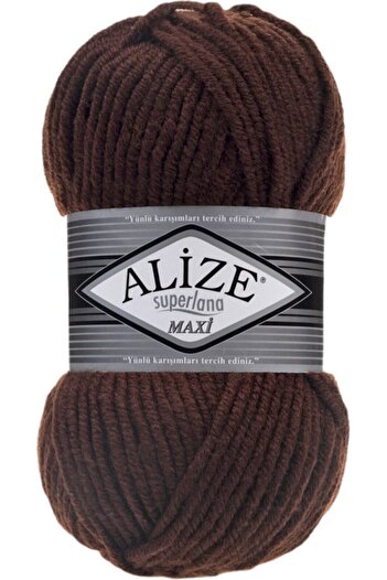 Alize 5 PieceS Superlana Maxi - Brown 26 THick Hand Knitting Yarn veSt and Cardigan Beanie Sweater Yarn