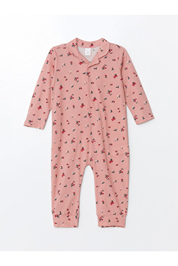 LC Waikiki Lcw Baby Printed Crew Neck Long Sleeve Floral Baby Girl Romper (W4)
