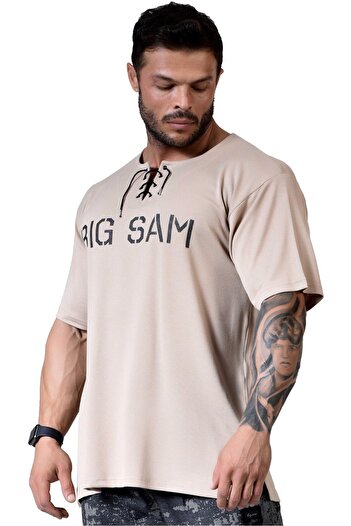 Big Sam Big Sam 3315 - Oversize Lace-Up Sports T-Shirt