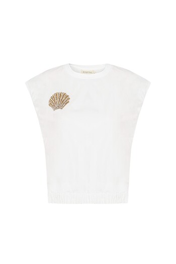 Exquise Crew Neck Stone Embroidered Regular T-Shirt