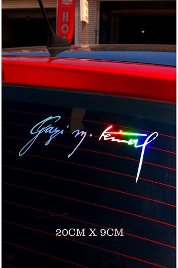sticker Hologram Color Gazi Mustafa Kemal Atatürk Signature Auto Car 20 X 9 cm