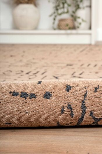 Lorente Home Moreno Viscose Kitchen Rug - Non-Slip Base, Washable Light, Brown Anthracite 1323