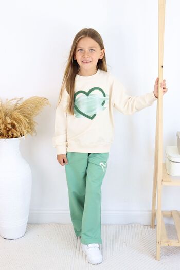 e-çocuk Girl's Lower Upper Set Heart Printed Pipe Leg 6824