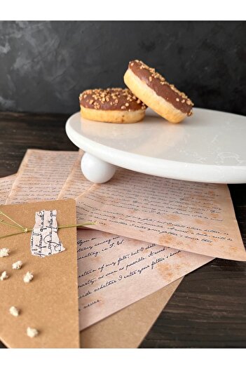 İDAY HOME Doğal Mermer Stand, Mermer Kek Pasta Standı, Mermer Sunumluk Anivia Top Ayaklı