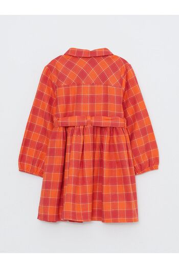 LC Waikiki Plaid Patterned Baby Girl Dress - Shirt Collar, Long Sleeve