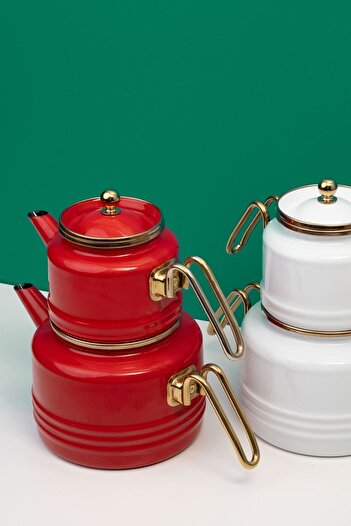 Miss Betty Linea Red Enamel Teapot - New