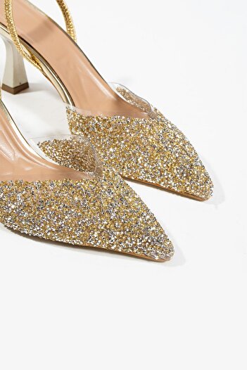 DUXAL SHOES London Cam Kırıntıları Detay Arkası Açık Topuklu Ayakkabı