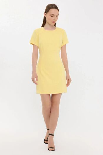 Hiccup Short Sleeve Crew Neck Mini Dress with Back Detail