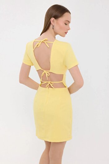 Hiccup Short Sleeve Crew Neck Mini Dress with Back Detail