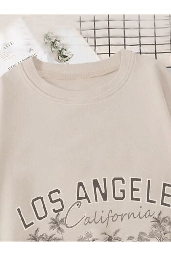 Altamira Μπλουζάκι Unisex Beige Los Angeles Printed Oversize