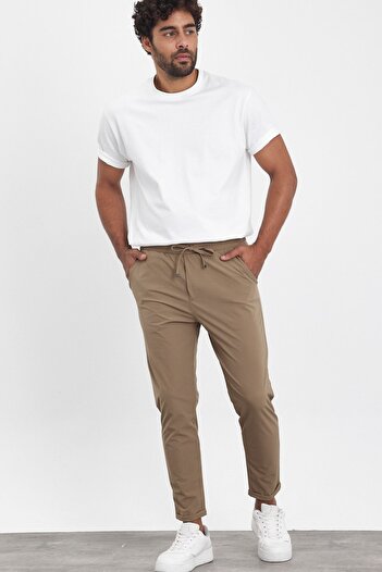 MADZEYMODA New Season Mink Color Men's Jogger Pants - Colombia Fabric, Double Leg, Boyfriend Pattern Mz23069