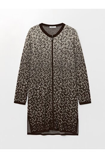 LC Waikiki Patterned Crew Neck Women's Knitwear Cardigan