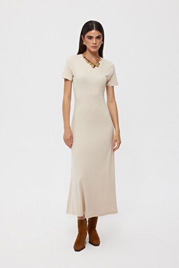Seda Yalçın Atelier Beige Long Basic Dress