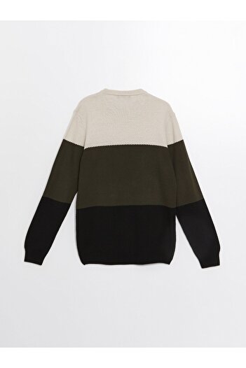 LC Waikiki Ανδρικό Πλεκτό Πουλόβερ - Crew Neck, Μακρύ μανίκι, Color Block