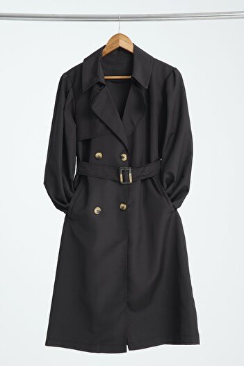 ensade Four Button Balloon Sleeve and Back Cloak Trench Coat