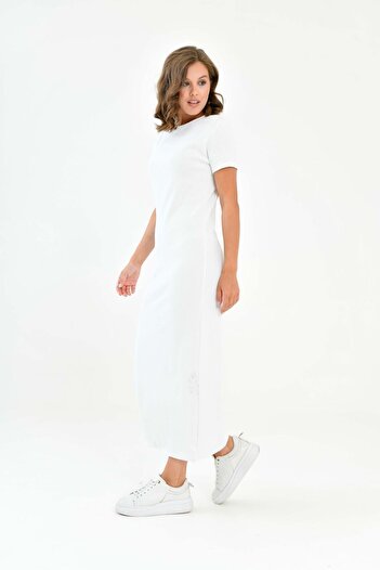 mirach Short Sleeve Ribbed Maxi Dress |   Crew Neck Relaxed Cut Knitwear Ferace |   Hijab Large Size