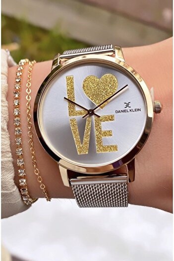 Daniel Klein Yellow Silver Color Women's Wristwatch - Bracelet