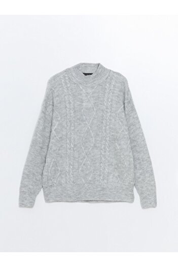 LC Waikiki Women's Knitwear Sweater - Half Turtleneck, Self Patterned