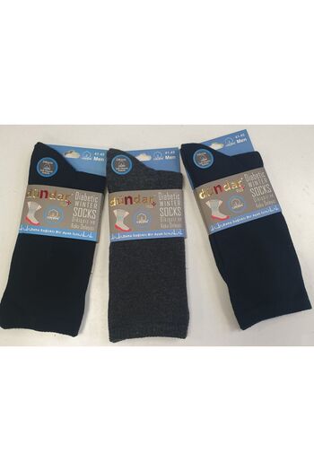 Dündar Men's Cotton Diabetic Winter Socks Seamless Size 41-45 Pack of 6
