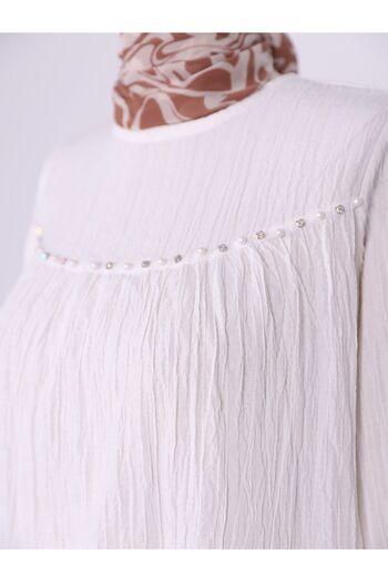 HİJABAYA Pearls and Jewelled Casual Tunic with Cufflinks