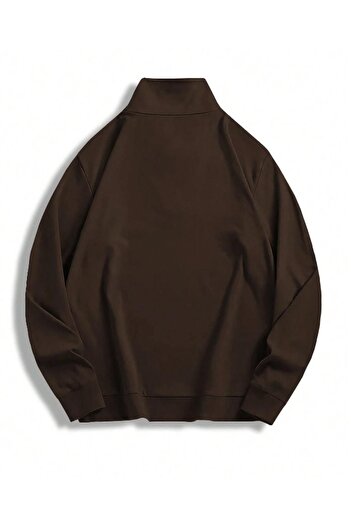 Altamira Ανδρικό φούτερ Polo λαιμόκοψη Oversize - Καφέ, Μισό φερμουάρ