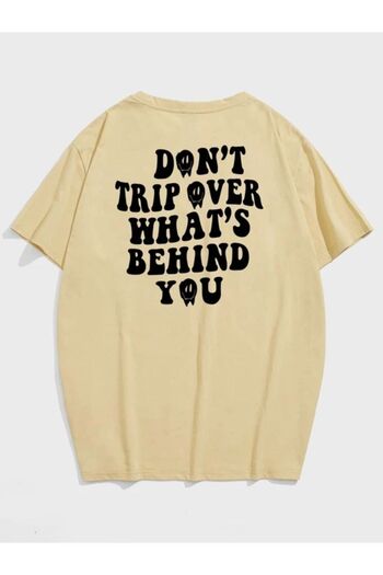 Altamira Μπλουζάκι Unisex Beige Don't Back Printed Oversize