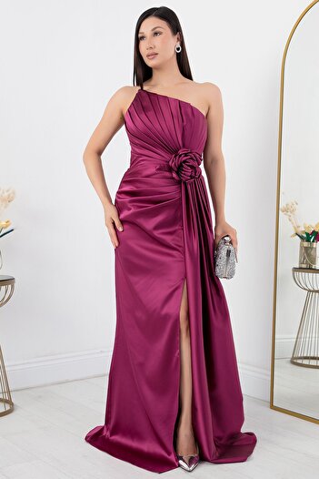 PULLIMM Strapless Satin Dress - Rose Detailed, Ecr5334