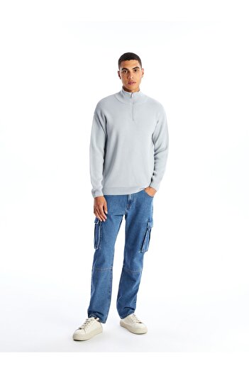 LC Waikiki Men's Knitwear Sweater - Stand Collar, Long Sleeve
