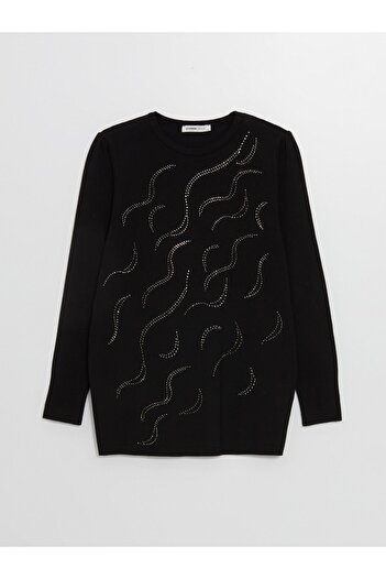 LC Waikiki Crew Neck Shiny Stone Printed Long Sleeve Women's Knitwear Sweater - W4H261Z8