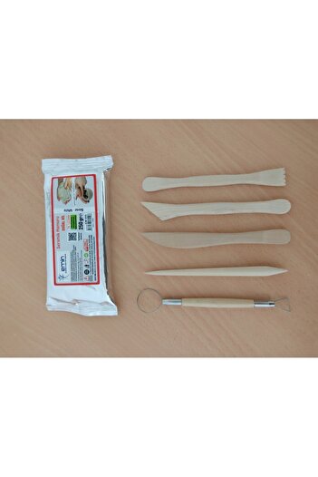 EXİZTİCARET 250 Gr Ceramic Plasticine and Wood Set - Parent and Modeling Mud, Natural