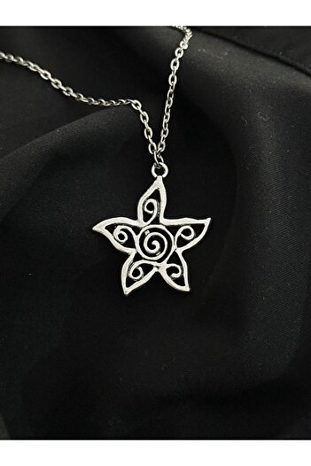 sleyshop Gümüş Renk Yıldız Spiral Sarmal Kolye