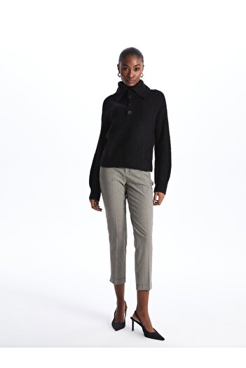 LC Waikiki Long Sleeve Polo Neck Oversize Knitwear Women's Sweater - W3H934Z8