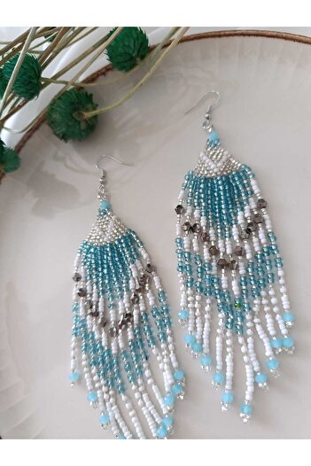 İPAR AKSESUAR Peacock - Sand Beaded Handmade Earrings