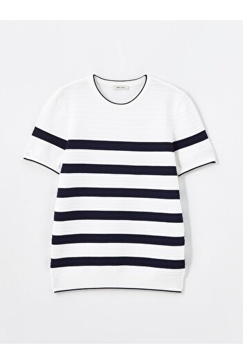 LC Waikiki Men's Striped Knitwear Sweater - Crew Neck, Short Sleeve