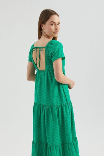 Hiccup Velvet Midi Φόρεμα - Γεωμετρικό λαιμόκοψη και μανίκια