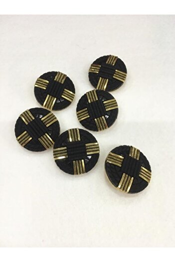 tuhafiyeci Italian Coat Button Black Gold Metalized