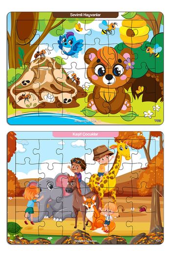 kutuTR Notpa Çocuklar Için Eğitici Ve Öğretici Ahşap Renkli Puzzle 4lü Set 3