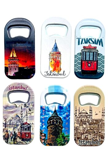 GALATA GIFT 6 Pieces Istanbul Themed Bottle Opener and Fridge Magnet - Soda Opener 9cm