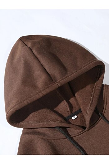 Altamira Unisex καφέ πιο χαρούμενη μπλούζα με στάμπα με κουκούλα