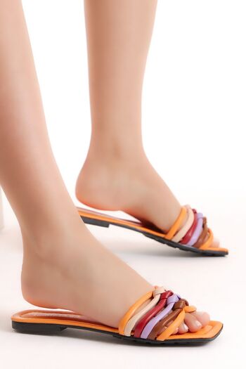 Tonny Black Women's Orange Striped Slippers
