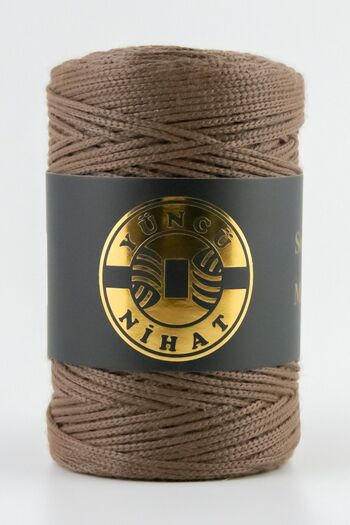 Yüncü Nihat 200gr - 200mt - 2,5mm Πολυεστερικό σχοινί μακραμέ - Καφέ σχοινί τσάντας Supla σχοινί πλεξίματος