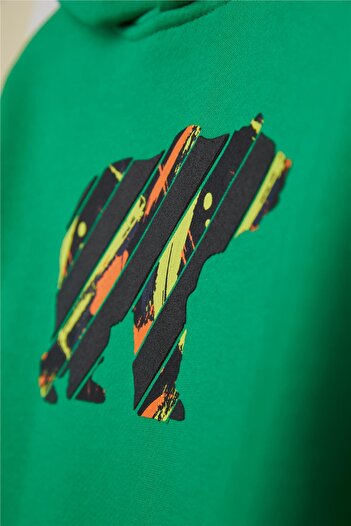 Bad Bear Mono green child Hooded sweatshirt