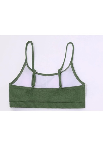Angelsin   Green High Waist Fabric Tankini Bikini Top Custom