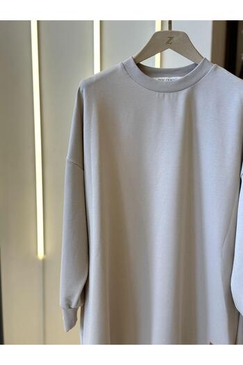 Puane Beige Plain Model Sweatshirt 30644