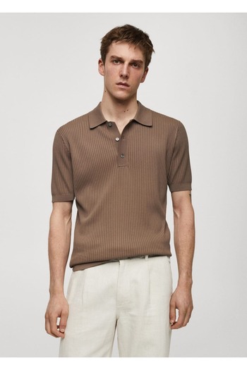 MANGO Man Cotton knit polo shirt