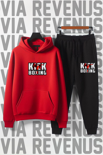 Vordevia Kick Boxing Printed Unisex Wide Fit Soft Fabric Hooded Tracksuit Set