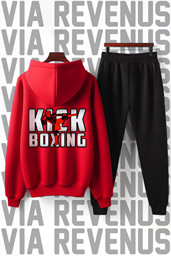 Vordevia Kick Boxing Printed Unisex Wide Fit Soft Fabric Hooded Tracksuit Set