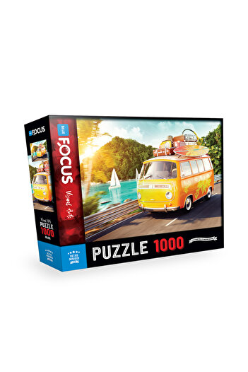 Blue Focus Retro Minibus - 1000 Piece Puzzle