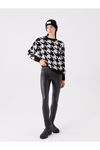 LC Waikiki Lcw Damen-Leggings in Lederoptik mit elastischem Bund
