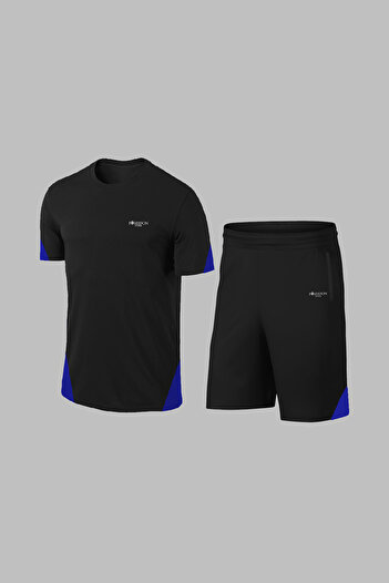 POSEIDON STORM Men's Dri-Fit Black Round Neck and Short Sleeve T-Shirt Shorts Set - over Size (4XL-1)